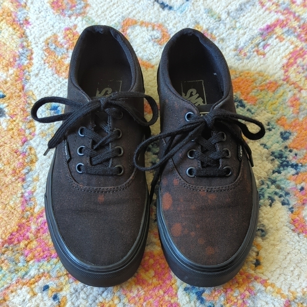 Vans Lo Pro Era Bleach Splattered Grunge Classic Canvas Skate Sneakers Black 6.5 - Picture 14 of 16